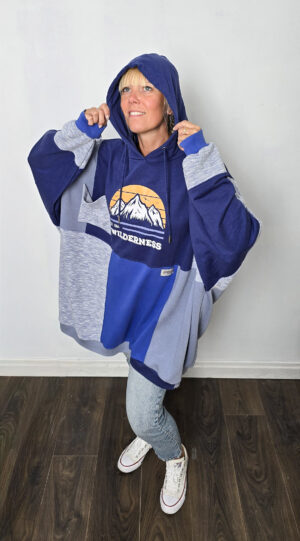 Bluza oversize large patchwork "Blue mountain"