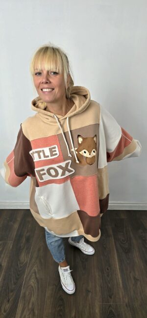 Bluza damska handmade oversize large patchwork "Little Fox"