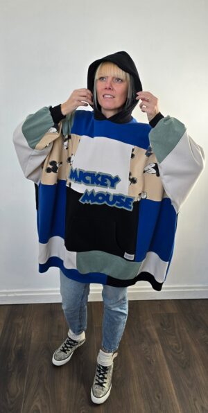 Bluza oversize large patchwork „Blue Mickey Mouse”