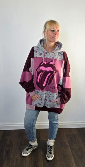 Bluza oversize large patchwork "Juicy lips"