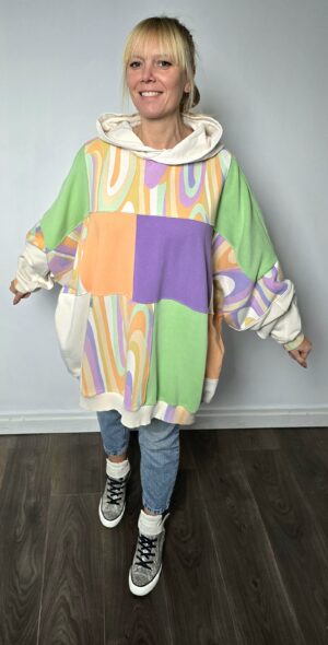 Damska bluza oversize large patchwork "Rainbow Mountains"