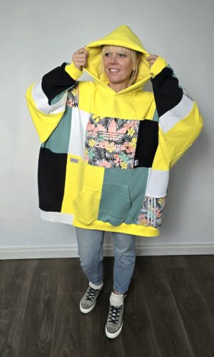 Damska bluza oversize large patchwork "Hawaiian flowers"