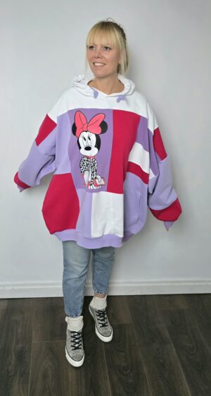 Damska bluza oversize large patchwork "Minnie Pink Bow"