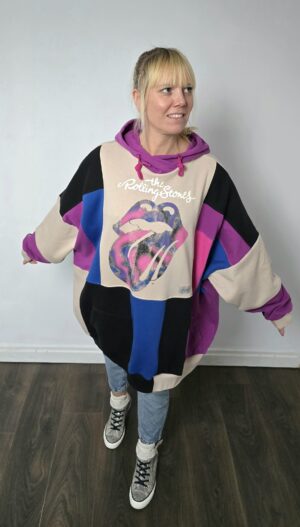 Damska bluza oversize large patchwork „Colorful lips”