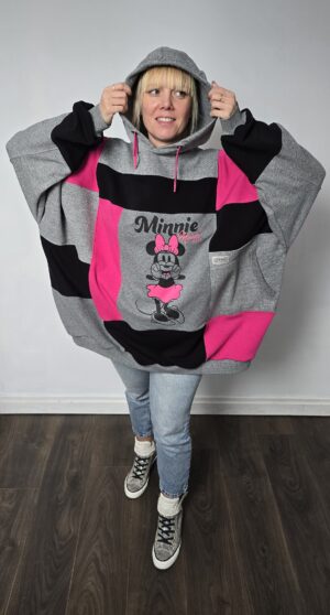 Damska bluza oversize large patchwork "Pink Minnie XoXo"