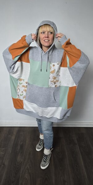 Damska bluza oversize large patchwork "Happy and Cute"