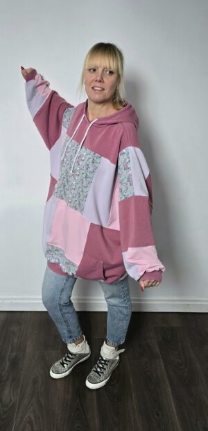 Damska bluza oversize large patchwork "Spring flowers"