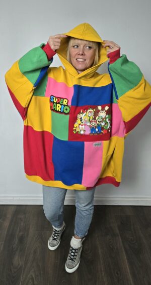 Damska bluza oversize large patchwork "Team Mario"