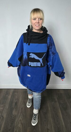 Damska bluza oversize large patchwork "Cornflower Puma"