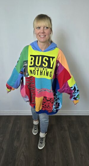 Damska bluza oversize large patchwork "Cheezy colors party"