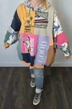 Damska bluza oversize large patchwork "Travel to the youth"