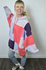 Damska bluza oversize large patchwork "Spring sky flowers"