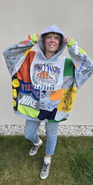 Damska bluza oversize large patchwork "90's basket mix"