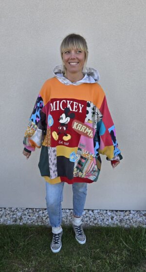 Damska bluza oversize large patchwork "Mickey cartoon mix"