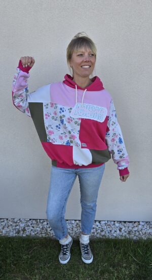Damska bluza oversize patchwork "Flower meadow"